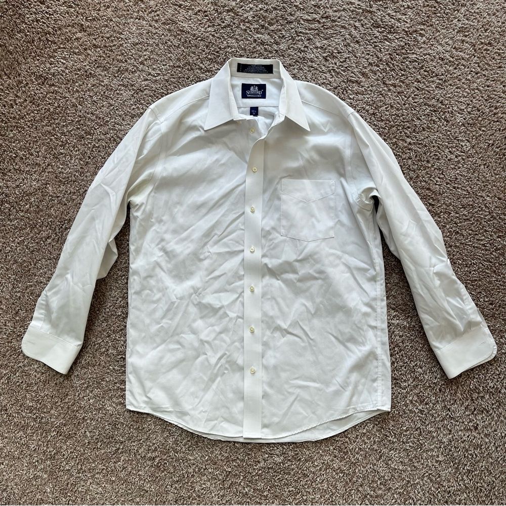 Stafford White Wrinkle Free Dress Shirt Classic Button-Up